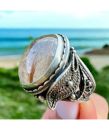 Vintage Sterling Silver 925 Women&#39;s Ring with Rutile Quartz Gemstone S 7... - $512.15