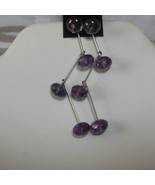 Purple Glass Ball Zig-Zag Dangle Pierced Earrings - £16.34 GBP