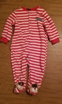 Holiday Editions Baby Girl 3-6M Snap Christmas Sleeper Red White Stripe Rudolph  - £1.59 GBP