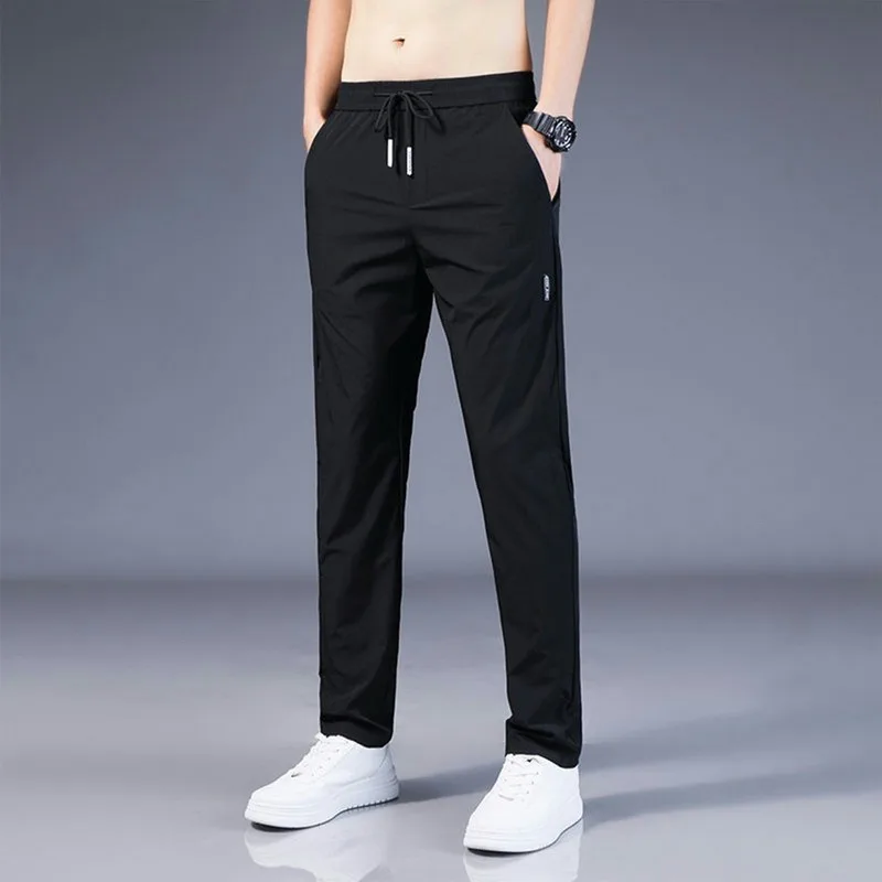 Sporting 2022 Men&#39;s Trousers Spring Summer New Thin Green Solid Color Fashion Po - £23.51 GBP