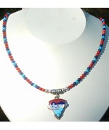 Adjustable Coral Turquoise Lapis MOP Pendant Beaded Necklace - $1,497.72 MXN