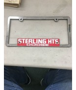 Vintage LICENSE Plate Frame Sterling Hts Heights Dodge Silver Plastic - $40.67 CAD