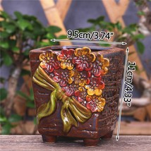 Korean Hand Painted Embossed Succulent Flower Pot Creative Vintage Handmade Cera - £25.29 GBP