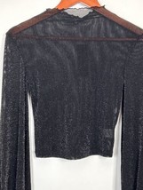 Lulus Top Black Long Sleeve Semi Sheer Shimmer Women&#39;s Small NEW - £14.44 GBP