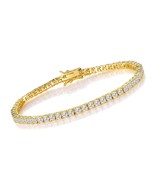 18K Gold Plated 3.0 Cubic Zirconia Classic Tennis for - £43.35 GBP