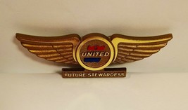 United Airlines Future Stewardess Pin Vintage Plastic Wings Stoffel Seals - £11.95 GBP