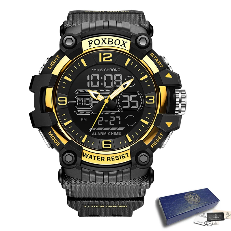 Men Sport Watches Dual Time Digital Watch Quartz 30m Waterproof Watch Le... - £28.36 GBP