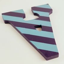 Wooden Letter A Art Minds Blue and Purple Stripes Hanging Wall Decor image 4