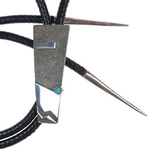 Mark Roanhorse Crawford Navajo Large Retro Modernist Sterling and turquoise bolo - $994.95