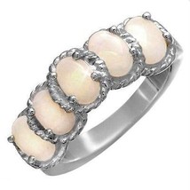 1.40ctw 5 Stone Natural Opal Ring Size 7 White 14k Gold over 925 SS  - £36.60 GBP
