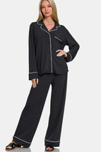 Zenana Button Down Long Sleeve Top and Pants Lounge Set - $46.39