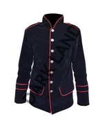 Steampunk Black Velvet Coat Goth Military Band Officers Velvet Coat Mens... - $131.00