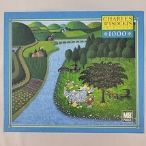 Wysocki Picnic Scene Puzzle 1000 Pc MB Hasbro Complete Vtg RARE Charles ... - $34.95