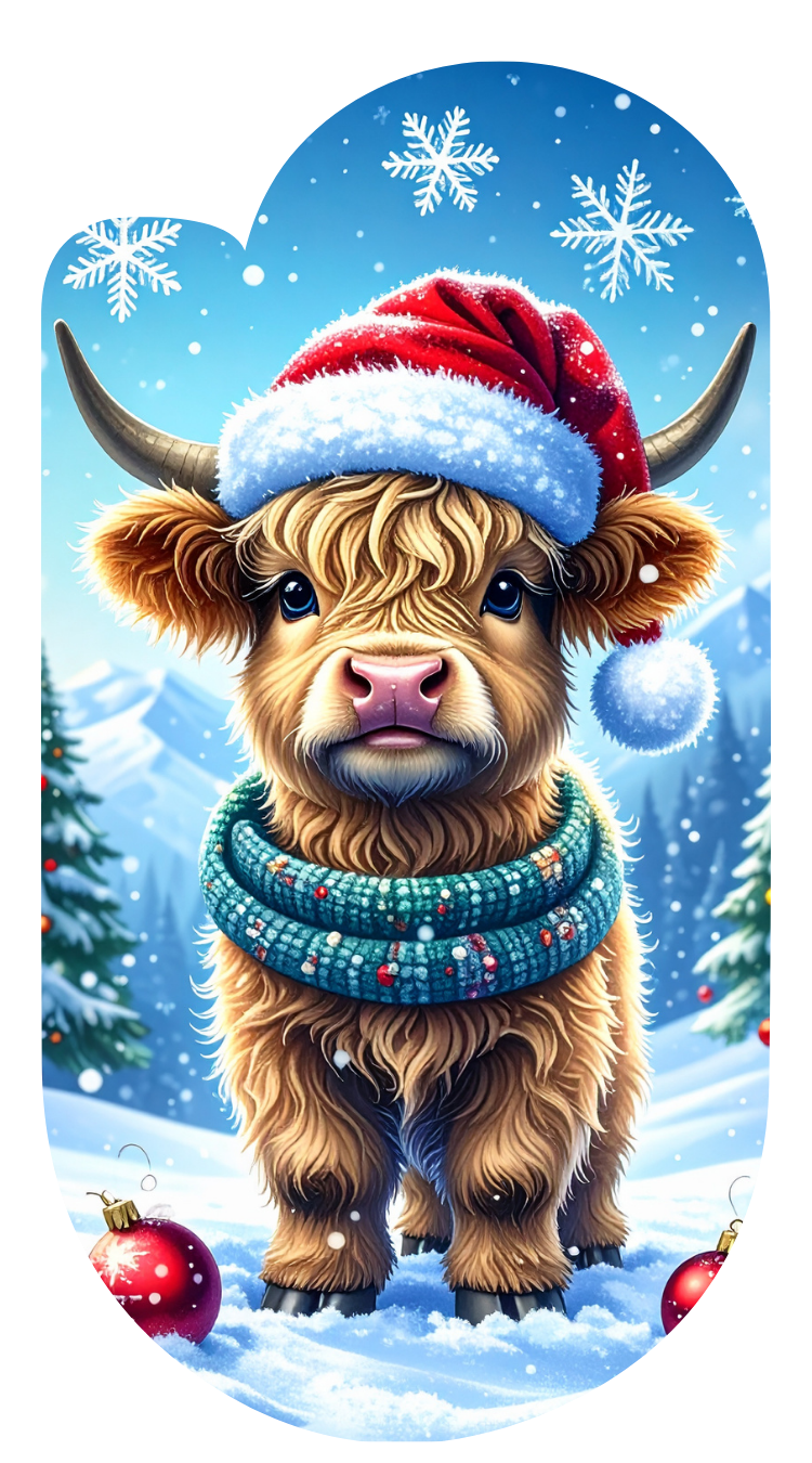 Winter Christmas Cow Paperclip Design Clipart 120PNG Digital Download Bundle  Item image 9