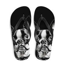 Autumn LeAnn Designs® | Adult Flip Flops Shoes, Black Boston Terrier Dog - £19.61 GBP
