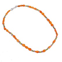 Natural Carnelian Amethyst Peridot Gemstone Mix Shape Beads Necklace 17&quot; UB-6941 - £8.69 GBP