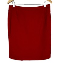 Ann Taylor Pencil Skirt Womens 12 Red Button Back Solid Office Career Workwear - £15.83 GBP