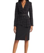 Tahari ASL Belted Windowpane Blazer Sz 4 Black - $102.13