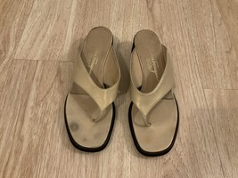 Salvatore Ferragamo Flip Flops Leather Sandals Beige Women’s Size 10 - £67.26 GBP