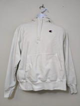 Vintage Champion Reverse Weave Hoodie Sweatshirt White Men&#39;s Size Large Y2K - £20.59 GBP