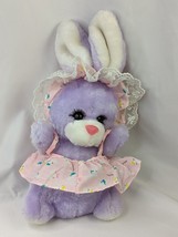 Purple Rabbit Plush Bunny 13 Inch Bonnet Dress Mty International Stuffed... - £14.16 GBP