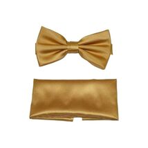 Men's Bow Tie and Hankie by J.Valintin Collection #92492 Solid Satin Gold - $19.99