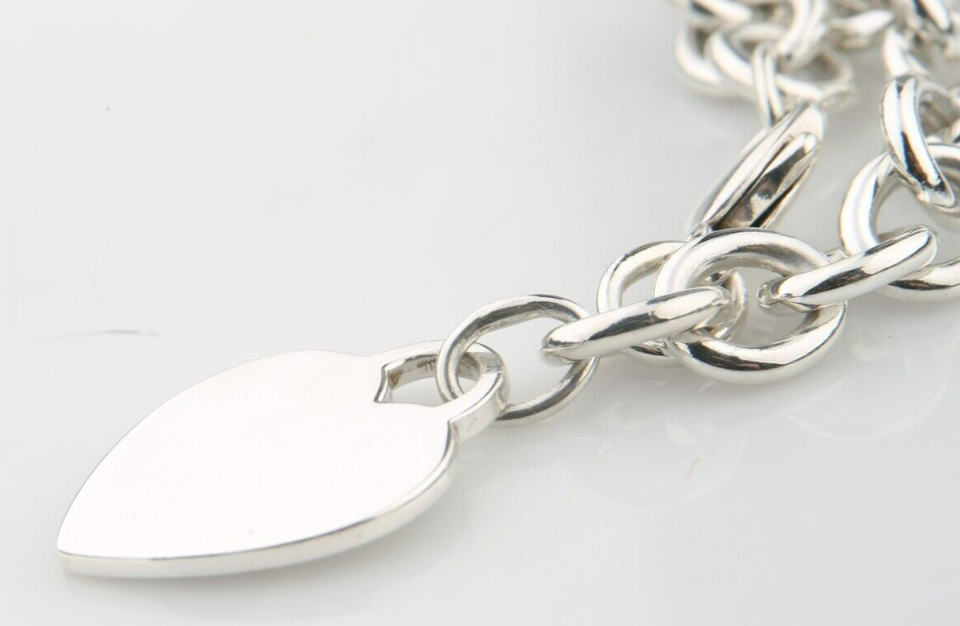 Tiffany & Co. Sterling Silver Blank Heart Tag Charm Bracelet 7.75" Item image 5