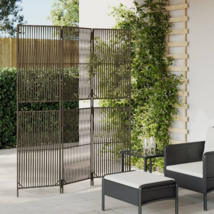 Room Divider 3 Panels Gray Poly Rattan - Privacy Screen for Indoor &amp; Outdoor Use - £95.75 GBP