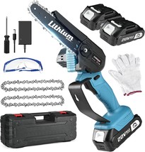 Mini Chainsaw Cordless 6-Inch With 2 Batteries 40V 19.2 Ft/S Battery Powered - £40.14 GBP