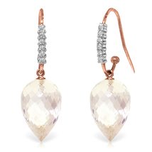 Galaxy Gold GG 14k Rose Gold Fish Hook Earrings with Diamonds and Pointy... - £380.85 GBP+