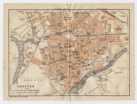 1910 Antique City Map Of Chester / Cheshire / England - £15.08 GBP