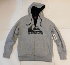 Quiksilver Gray Zip Front Sherpa Hoodie Size Medium BNWT - £50.81 GBP