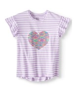 Wonder Nation Girls 3D Embellished T Shirt SMALL 6-6X Sequined Heart Lav... - £7.41 GBP