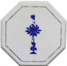 12&quot; Home Decor Marble Table Top Lapis Inlay Handmade Pietra Dura Work - $230.00