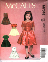 McCall&#39;s M7648 Girls 3 to 6 Special Occasion Dresses Uncut Sewing Pattern - £10.26 GBP