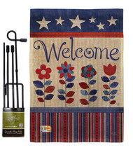 Welcome Patriotic Burlap - Impressions Decorative Metal Garden Pole Flag Set GS1 - £26.57 GBP