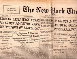 New York Times, Newspaper, August 17,1945 - $7.00