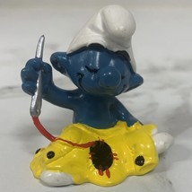 Vintage Smurfs Tailor Sewing Thread Needle Sweater 1979 Schleich Rare Fi... - $9.85