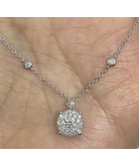 1 CT Rundschliff Lab-Created Diamant Cluster Anhänger 14K Weiß Vergoldet... - €53,33 EUR