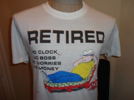 Vtg 1990 White RETIRED No Clock Boss Worries MONEY 50-50 T-shirt Fits Adult Sz M - £15.66 GBP