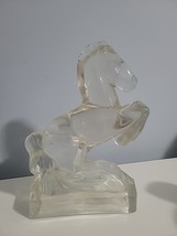 Vintage L.E. Smith Glass Horse Bookend Jumping Clear Single, Good Condition - $16.45 CAD