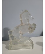 Vintage L.E. Smith Glass Horse Bookend Jumping Clear Single, Good Condition - €10,31 EUR