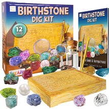 Birthstone Dig Kit For Kids | Excavate 12 Gemstone Crystals | Geology Sc... - £18.02 GBP