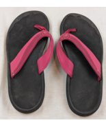 Olukai Ohana Women Shoes Red 8 Leather Slip On Toe thong Casual Comfort ... - $463.80 MXN