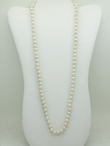 8mm Natural Pearl Bead Necklace 28&quot; Opera Length 14k Gold Clasp - £766.58 GBP