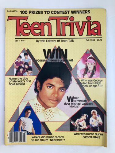 VTG Teen Trivia Magazine Fall 1984 Vol 1 #1 Michael Jackson No Label ...