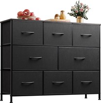 Wide Dresser With 8 Large Deep Drawers For Office, College Dorm, Charcoal Black, - £78.28 GBP