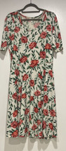 LULAROE SIZE XL MIDI DRESS WITH RED ROSES WITH POCKETS #549 - £35.64 GBP