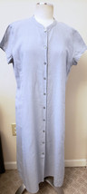 Eileen Fisher  100% Linen Mandarin Collar Button-Up Shirt dress Sz-L Lig... - $49.98