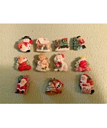 Vintage Painted Christmas Button Covers Set of 11 - £34.76 GBP